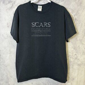 Vintage Scars Tattoo T Shirt Mens Large L Black Short Sleeve Y2K